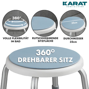 Duschhocker | Peter | 360° drehbar, höhenverstellbar, rutschhemmend, bis 150 kg belastbar