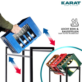 Flaschenkastenständer Kenji | Robustes Lagerregal für Büro, Küche, Garage oder Flur | Schwarz | In 2 Größen erhältlich