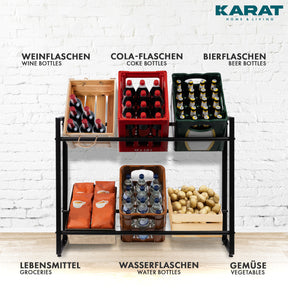 Flaschenkastenständer Kenji | Robustes Lagerregal für Büro, Küche, Garage oder Flur | Schwarz | In 2 Größen erhältlich