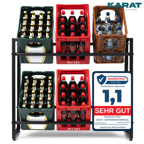 Flaschenkastenständer Kenji | Robustes Lagerregal für Büro, Küche, Garage oder Flur | Schwarz | In 2 Größen erhältlich