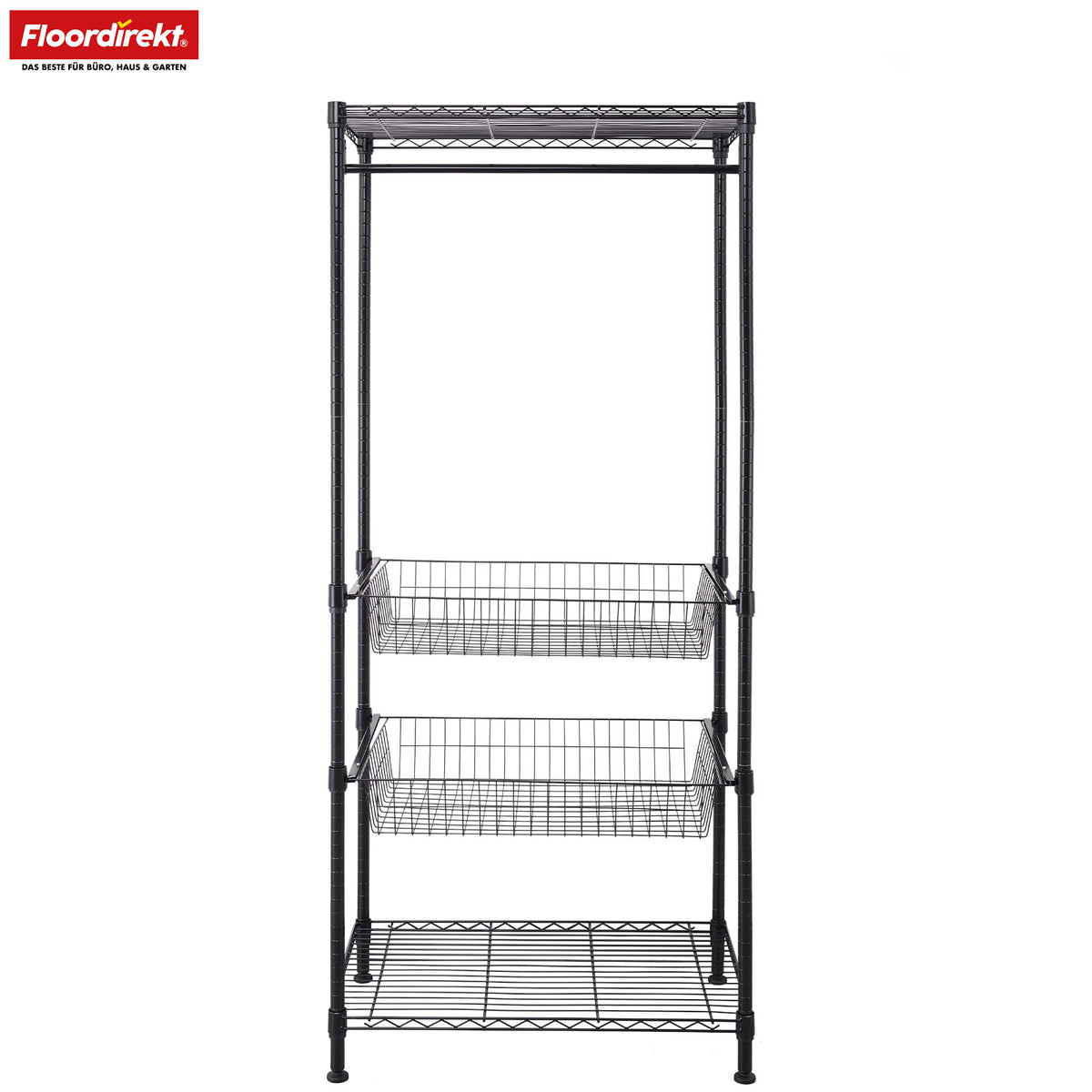 Kleiderschrank | Harold | Offener Kleiderständer mit Kleiderstange & Ablagen | Robuster Garderobenschrank für Schlafzimmer, Flur & Lager