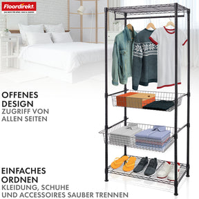 Kleiderschrank | Harold | Offener Kleiderständer mit Kleiderstange & Ablagen | Robuster Garderobenschrank für Schlafzimmer, Flur & Lager