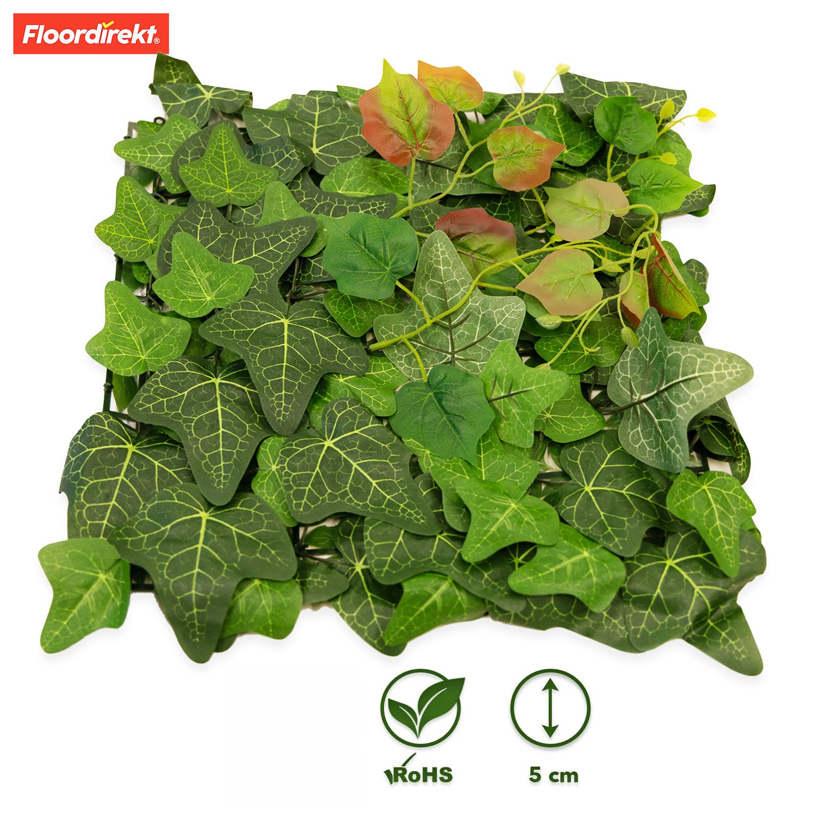 Pflanzenwand | Ivy | Langlebige Kunstpflanze mit Efeu-Blättern für moderne Raumgestaltung | 33 x 33 cm