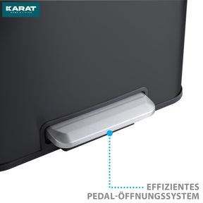 Mülleimer | Jack | 30 L Fassungsvermögen | 2-fach Mülltrennung | Soft-Close & Pedal | Edelstahl oder Schwarz