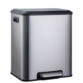 Mülleimer | Jack | 30 L Fassungsvermögen | 2-fach Mülltrennung | Soft-Close & Pedal | Edelstahl oder Schwarz