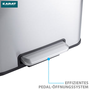 Mülleimer | Jack | 30 L Fassungsvermögen | 2-fach Mülltrennung | Soft-Close & Pedal | Edelstahl oder Schwarz