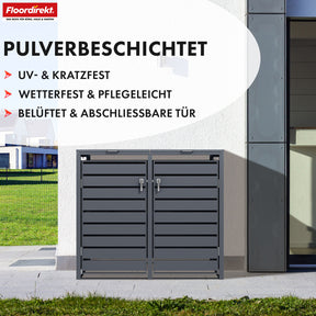 Mülltonnenbox | Magnus | Wetterfeste Anthrazitfarbene Mülltonnenverkleidung mit Edelstahlrahmen | 1–3 Türen | Für 60–240 L Mülltonnen geeignet