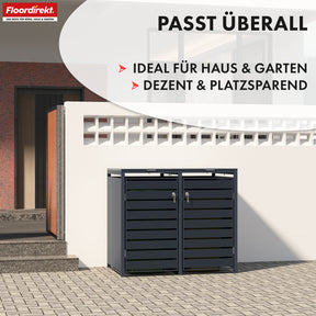 Mülltonnenbox | Magnus | Wetterfeste Anthrazitfarbene Mülltonnenverkleidung mit Edelstahlrahmen | 1–3 Türen | Für 60–240 L Mülltonnen geeignet