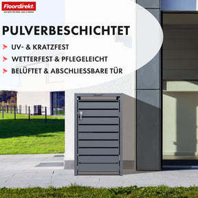 Mülltonnenbox | Magnus | Wetterfeste Anthrazitfarbene Mülltonnenverkleidung mit Edelstahlrahmen | 1–3 Türen | Für 60–240 L Mülltonnen geeignet