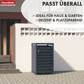 Mülltonnenbox | Magnus | Wetterfeste Anthrazitfarbene Mülltonnenverkleidung mit Edelstahlrahmen | 1–3 Türen | Für 60–240 L Mülltonnen geeignet