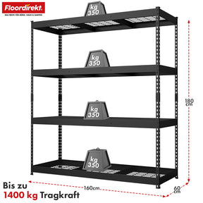 Schwerlastregal | Yukon Rivet | Stahlregal mit Gitterböden | 250–350 kg Tragkraft je Etage | Verschiedene Größen & Farben