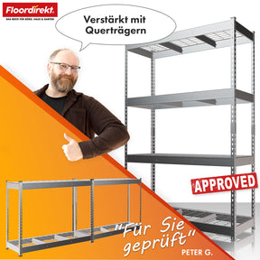Schwerlastregal | Yukon Rivet | Stahlregal mit Gitterböden | 250–350 kg Tragkraft je Etage | Verschiedene Größen & Farben