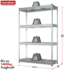 Schwerlastregal | Yukon Rivet | Stahlregal mit Gitterböden | 250–350 kg Tragkraft je Etage | Verschiedene Größen & Farben
