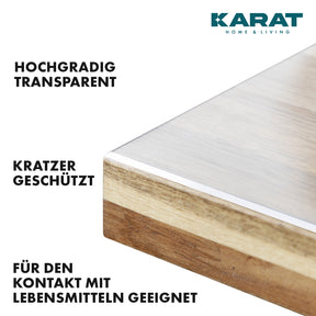 Transparente Tischfolie mit abgeschrägter Kante | Crystal | Glasklare Schutzfolie für Tische | Individueller Zuschnitt