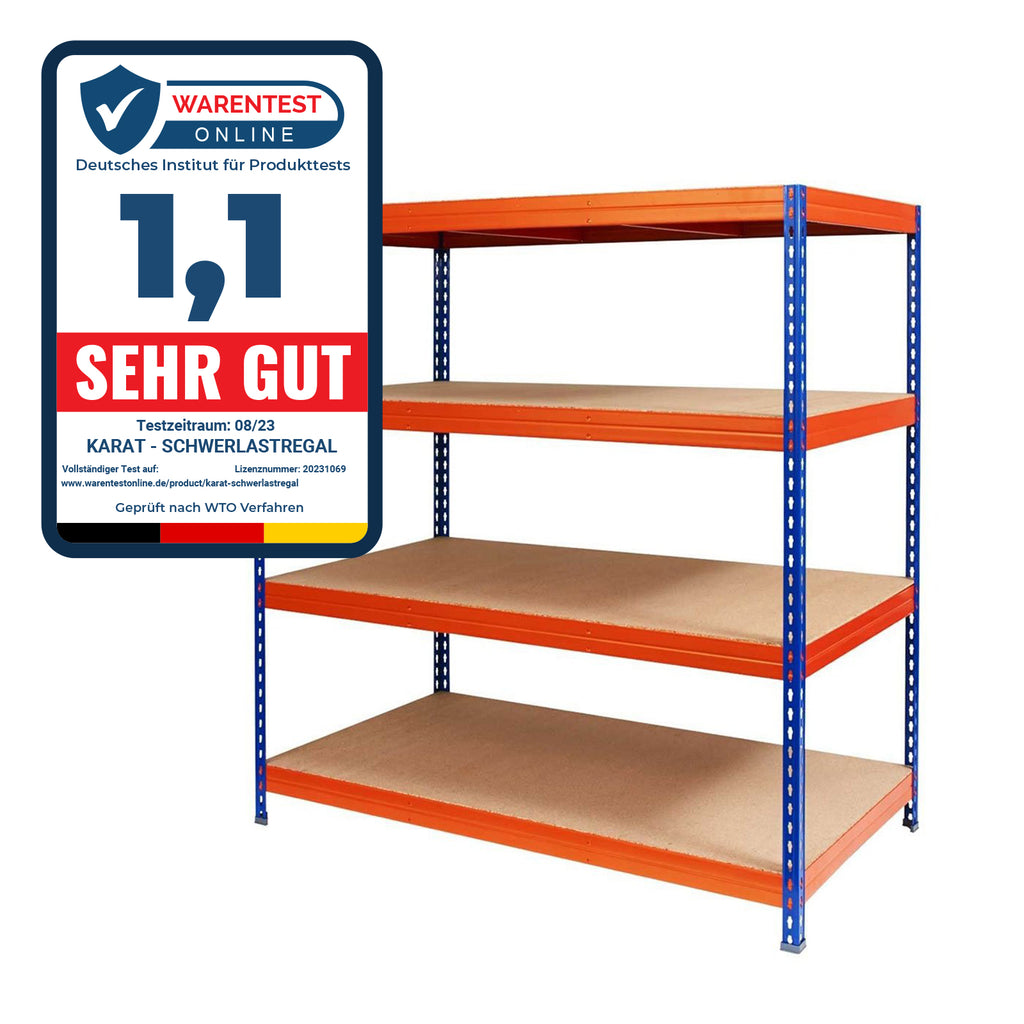 KARAT Weitspannregal Schwerlastregal Blau-Orange Traglast 1200 kg 160 x 150 x 80 cm