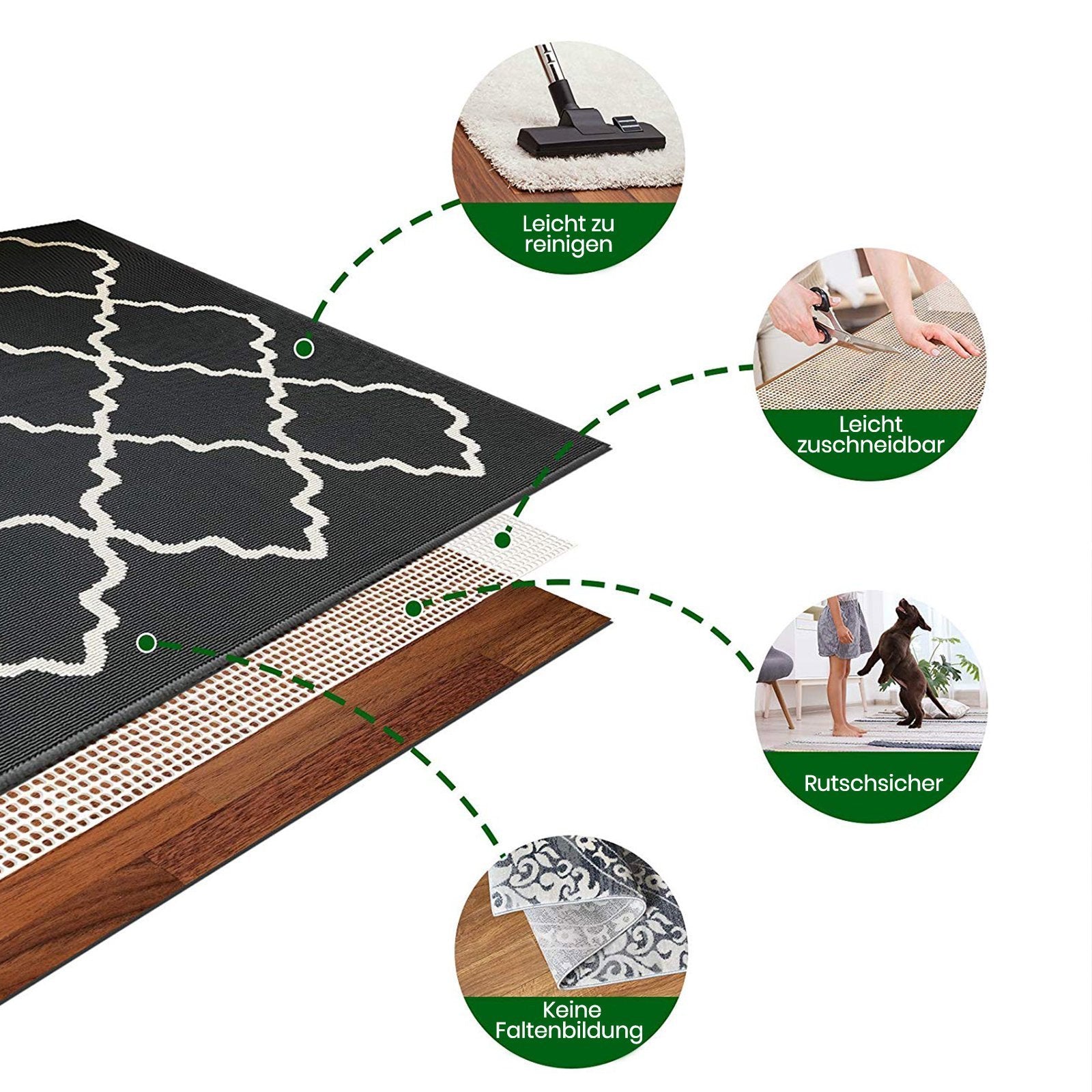  Königwerk Teppich Antirutschunterlage (80 x 150 cm) - Ohne  Weichmacher - Extra sichere Antirutschmatte für Teppich und alle Böden -  Perfekte Anti Rutsch Teppichunterlage