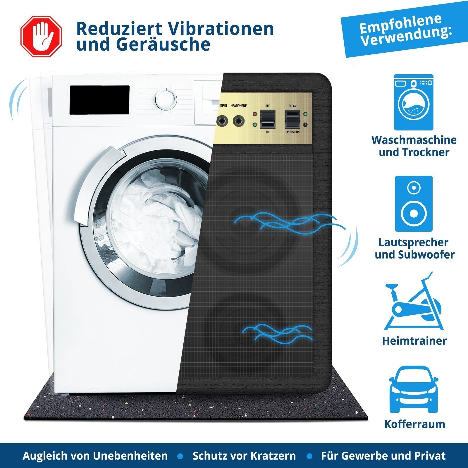 Antivibrationsmatte | Geeignet für Waschmaschinen | Schallschutzmatte |  Zuschneidbar