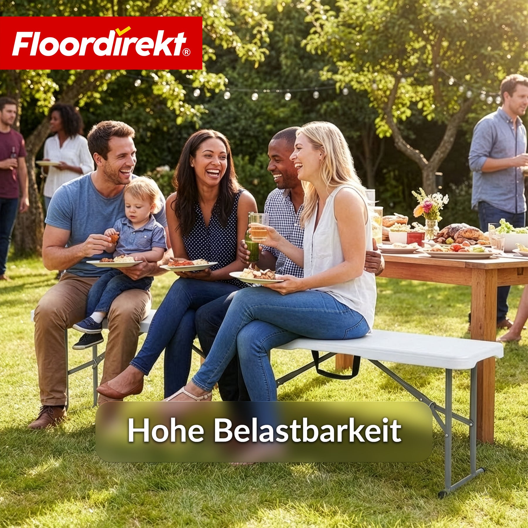 Gartenbank | Chiba | klappbare Sitzbank 183 cm in Weiß, wetterfest & bis 320 kg belastbar