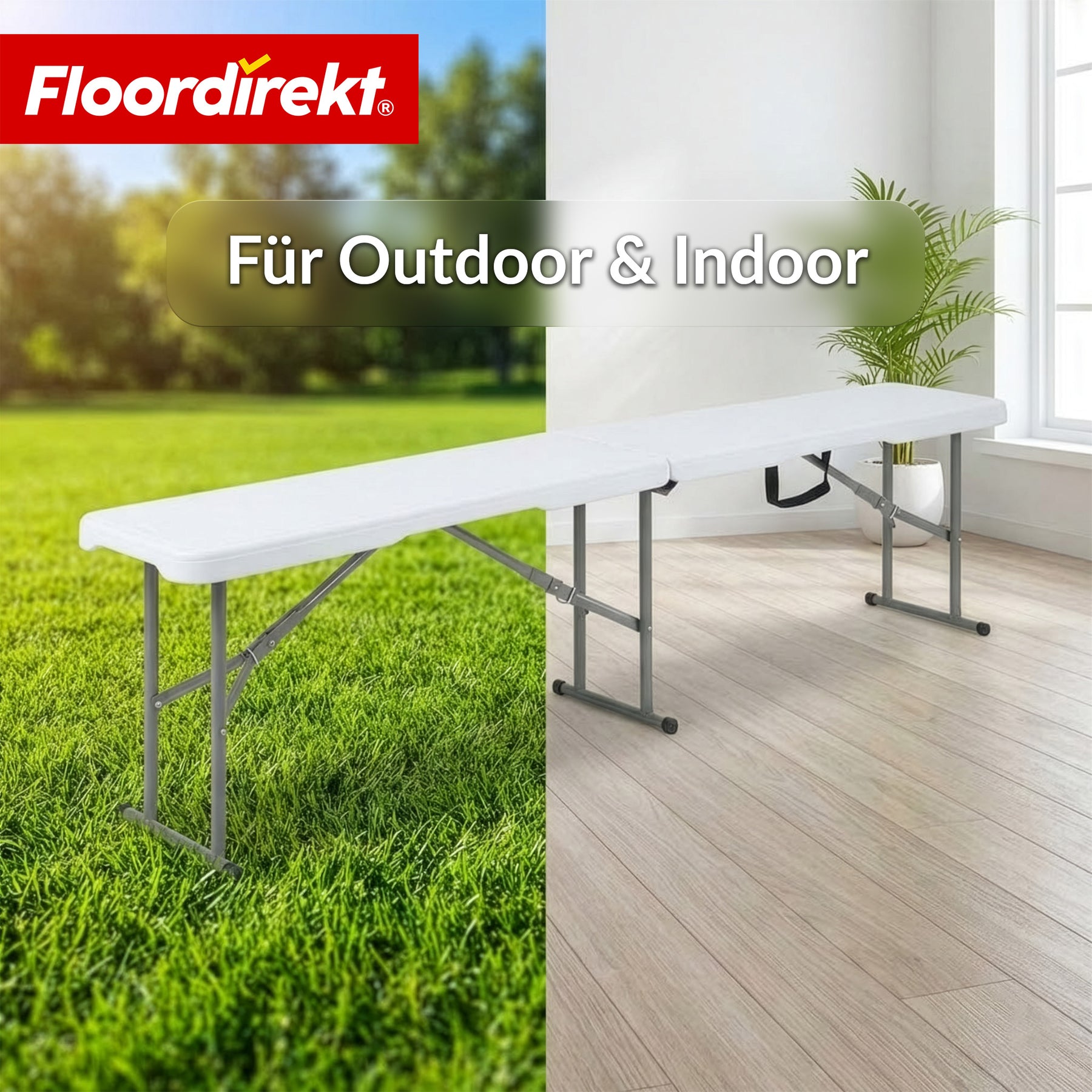 Gartenbank | Chiba | klappbare Sitzbank 183 cm in Weiß, wetterfest & bis 320 kg belastbar