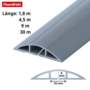 Boden-Kabelkanal | Cable Guard | Rutschfester Kabelschutz & Stolperschutz | Flexibel, zuschneidbar & für 2 Kabel bis 8 mm Ø