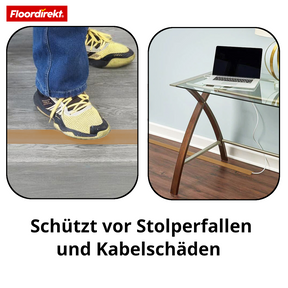 Boden-Kabelkanal | Cable Guard | Rutschfester Kabelschutz & Stolperschutz | Flexibel, zuschneidbar & für 2 Kabel bis 8 mm Ø