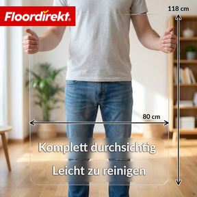 Bodenschutzmatte | Secura | Transparent 80 × 118 cm | 5 mm bruchsichere PVC Bürostuhlunterlage für Parkett, Laminat & Teppich