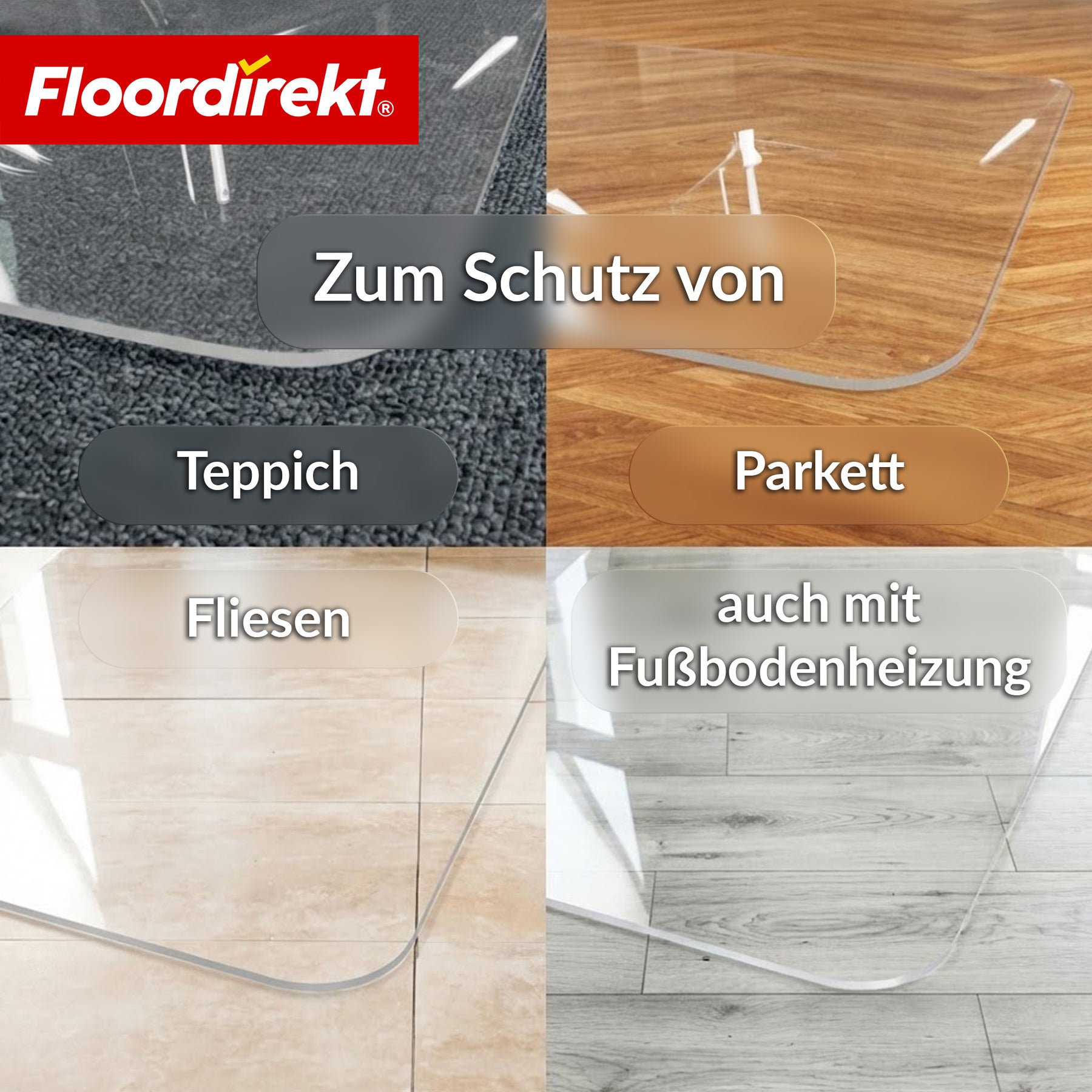 Bodenschutzmatte | Secura | Transparent 80 × 118 cm | 5 mm bruchsichere PVC Bürostuhlunterlage für Parkett, Laminat & Teppich