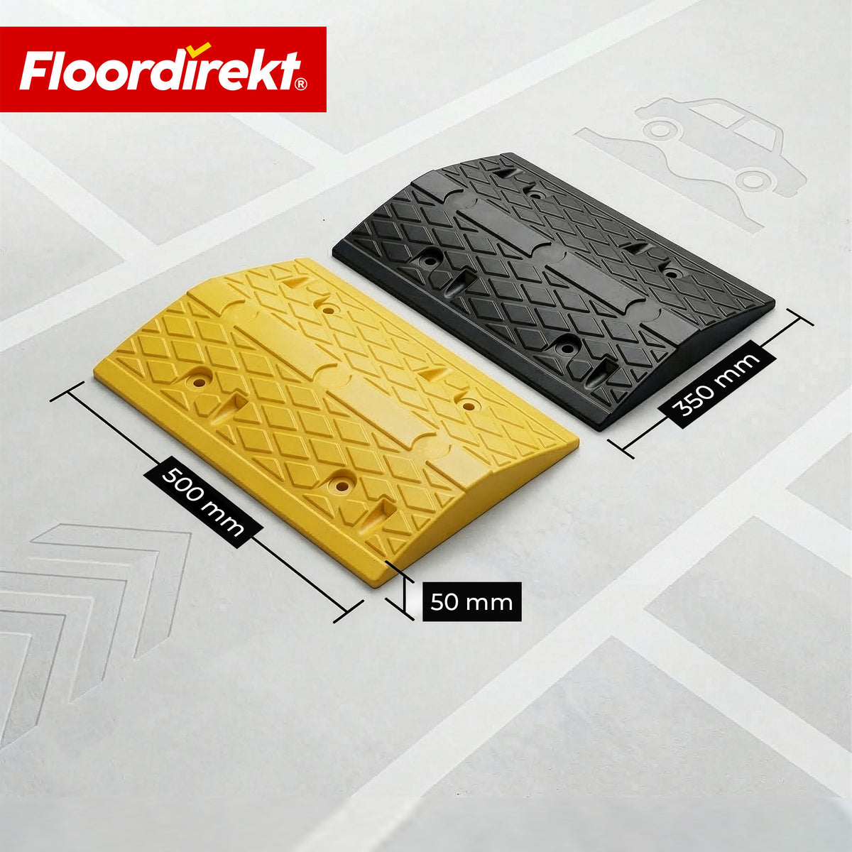 Bodenschwelle | Vento | 2-teilig aus Gummi | Fahrbahnschwelle bis 30 t belastbar | Bremsschwelle Gelb-Schwarz