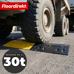 Bodenschwelle | Vento | 2-teilig aus Gummi | Fahrbahnschwelle bis 30 t belastbar | Bremsschwelle Gelb-Schwarz