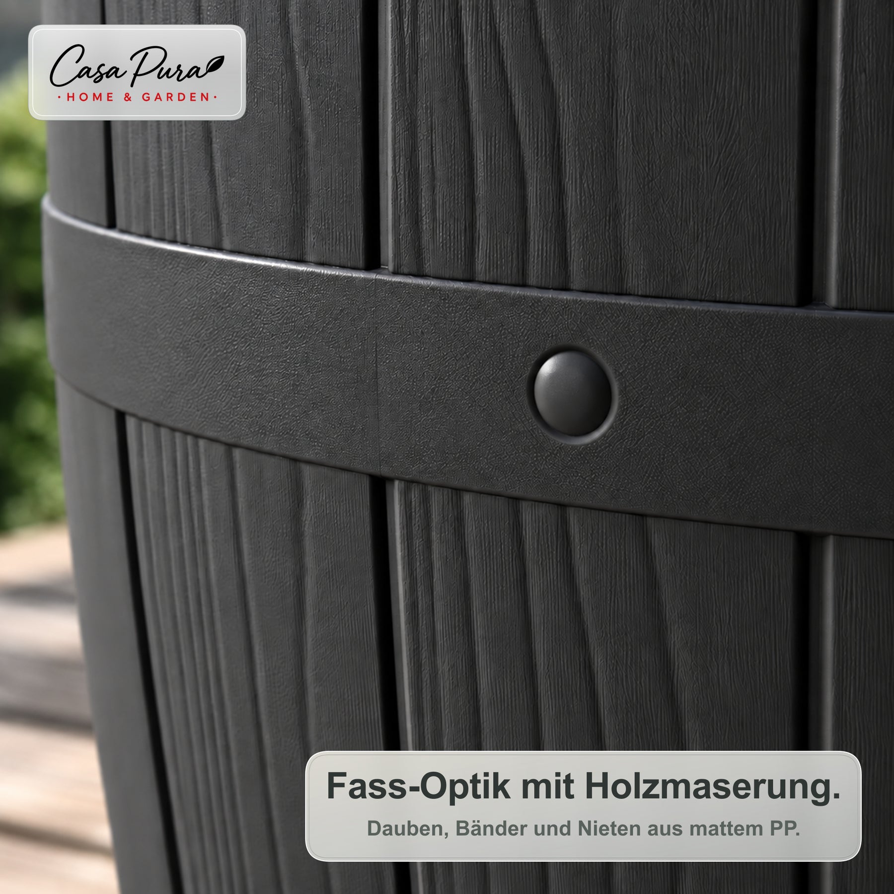 Getränkekühler Tisch | Bora | Höhenverstellbarer Gartentisch mit 37 L Kühlfach in Fass-Optik | 2 Farben