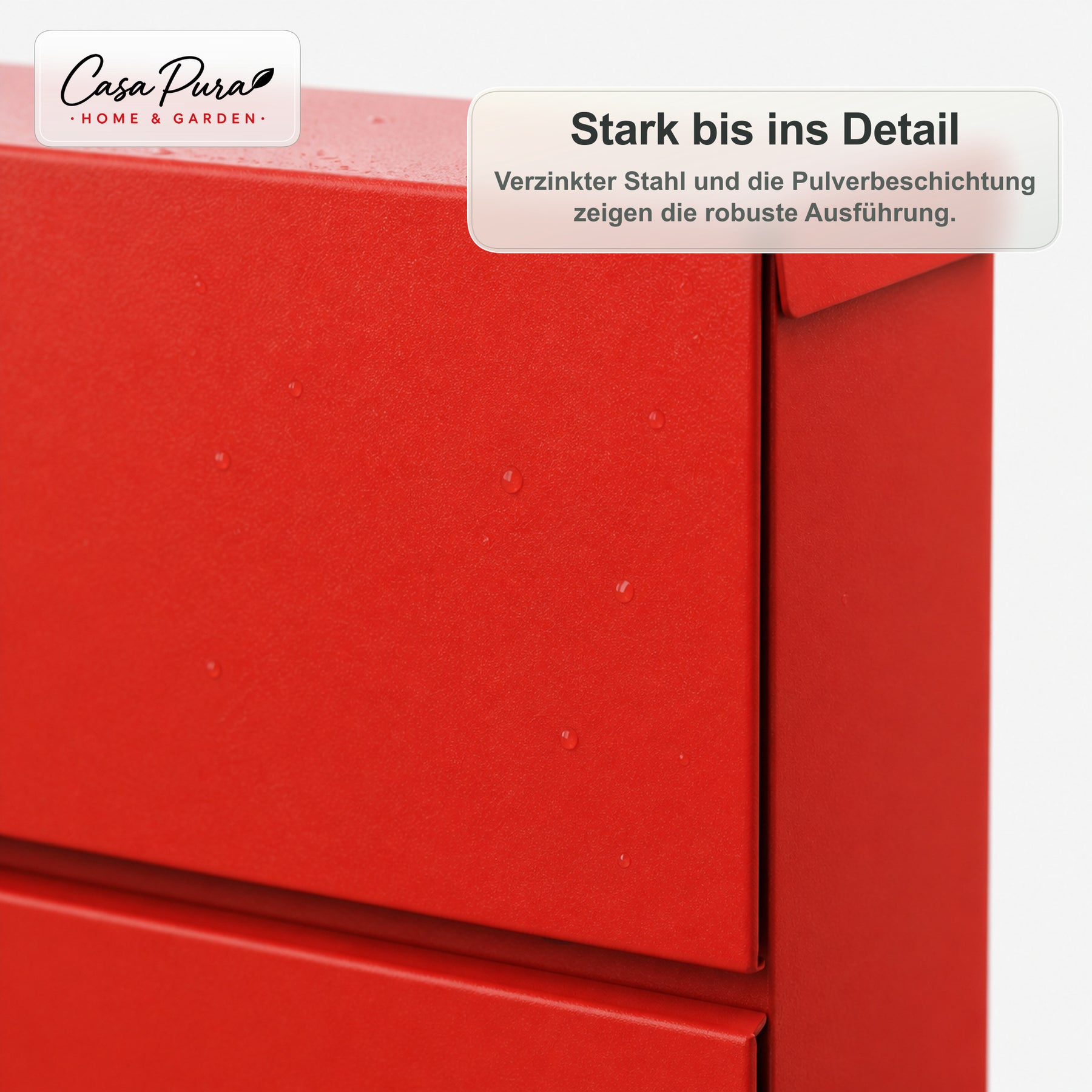 Briefkasten | Adrien | Abschließbarer Wandbriefkasten mit Zeitungsfach | Wetterfest | Rot