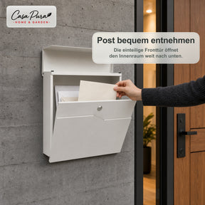 Briefkasten | Claude | Wandbriefkasten mit Zeitungsfach | Weiß | Abschließbar