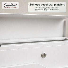 Briefkasten | Claude | Wandbriefkasten mit Zeitungsfach | Weiß | Abschließbar