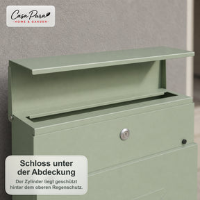 Briefkasten | Laurent | Wandbriefkasten mit Zeitungsfach | Grün | Abschließbar