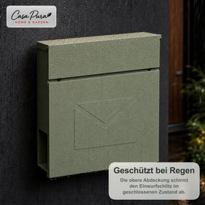 Briefkasten | Laurent | Wandbriefkasten mit Zeitungsfach | Grün | Abschließbar