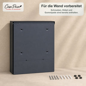 Briefkasten | Roland | Moderner Wandbriefkasten mit Zeitungsfach | Anthrazit Holzoptik