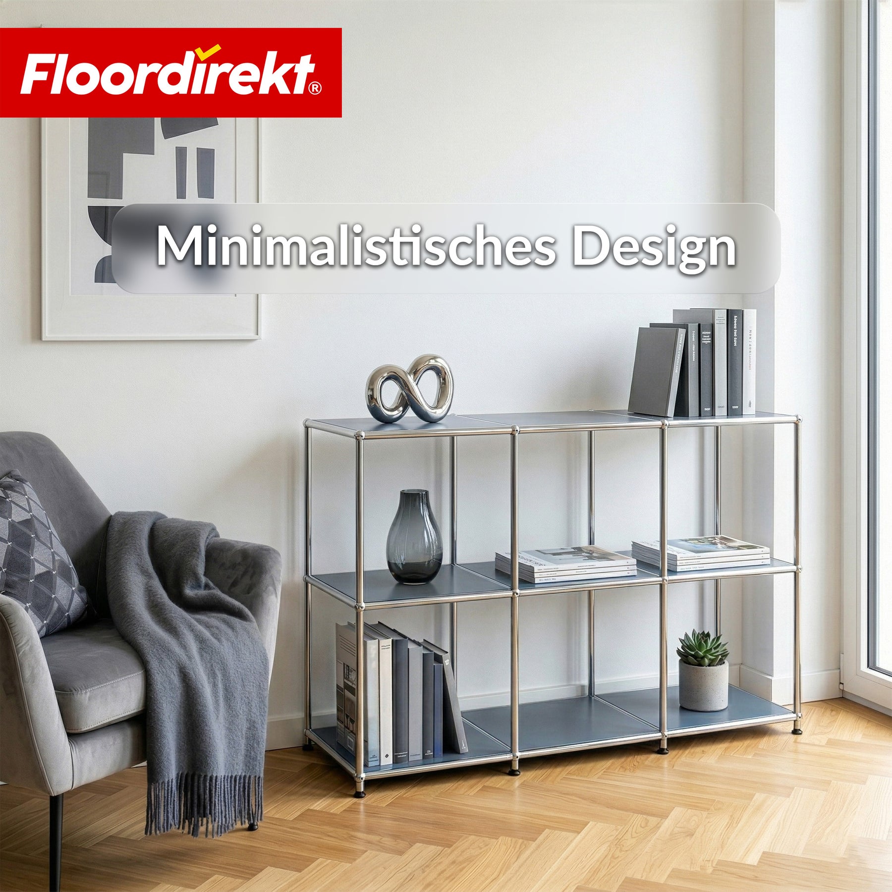 Metallregal | Concept Epure MK-018 | 3 Ablagen Standregal | Sideboard & Lowboard | Offenes Bücherregal