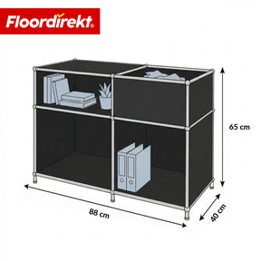 Metallregal | Concept Epure MK-030 | Standregal mit 3 Ablagen & Stauraumfach | Sideboard & Aufbewahrungsregal