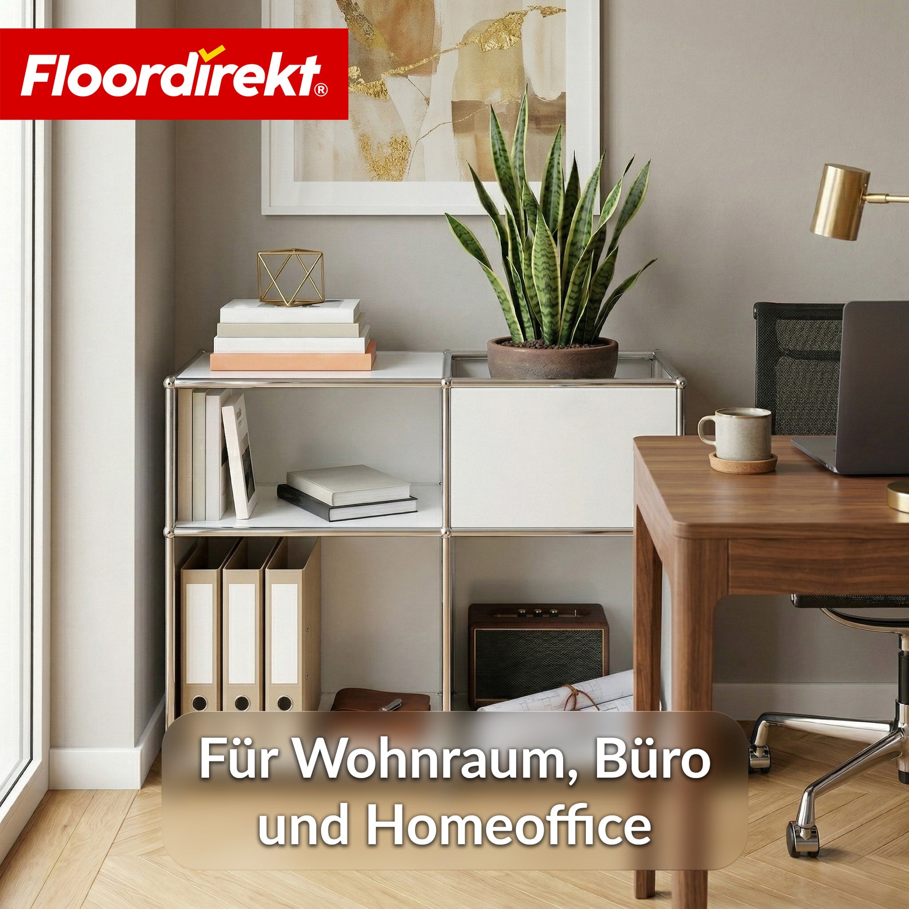 Metallregal | Concept Epure MK-030 | Standregal mit 3 Ablagen & Stauraumfach | Sideboard & Aufbewahrungsregal