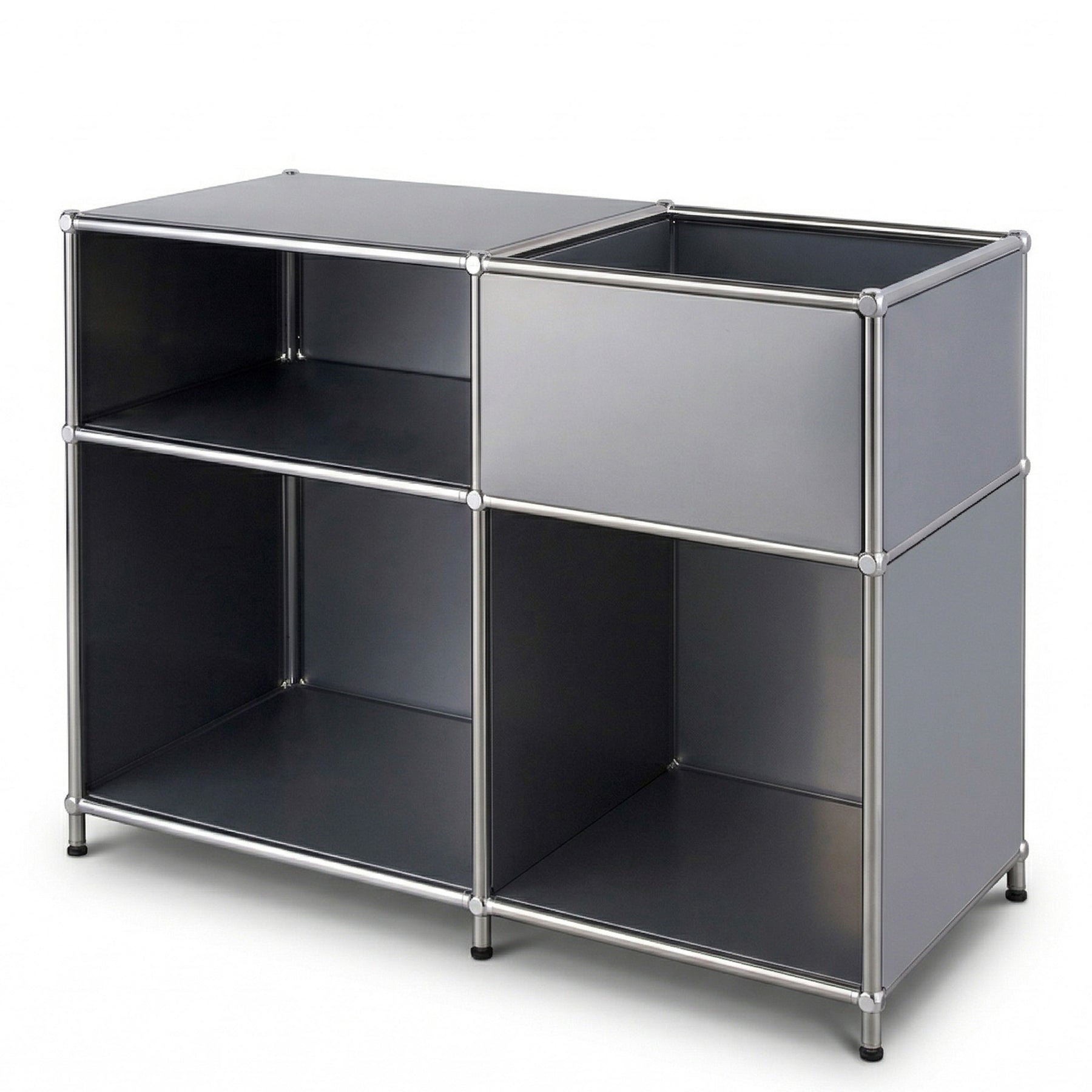 Metallregal | Concept Epure MK-030 | Standregal mit 3 Ablagen & Stauraumfach | Sideboard & Aufbewahrungsregal