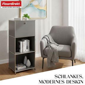 Metallregal | Concept Epure MK-107 | 4-stöckiges Aufbewahrungsregal mit verschließbarem Fach & Ablagen | In verschiedenen Farben