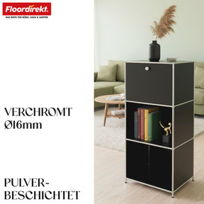 Metallregal | Concept Epure MK-107 | 4-stöckiges Aufbewahrungsregal mit verschließbarem Fach & Ablagen | In verschiedenen Farben