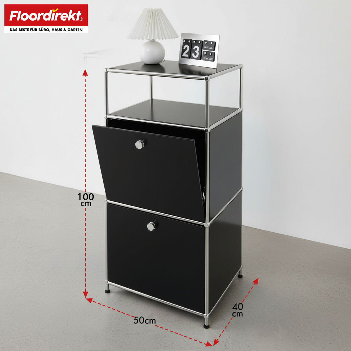 Metallregal | Concept Epure MK-120 | Aufbewahrungsregal mit verschließbaren Fächern, offenem Fach & Ablage | In mehreren Farben erhältlich