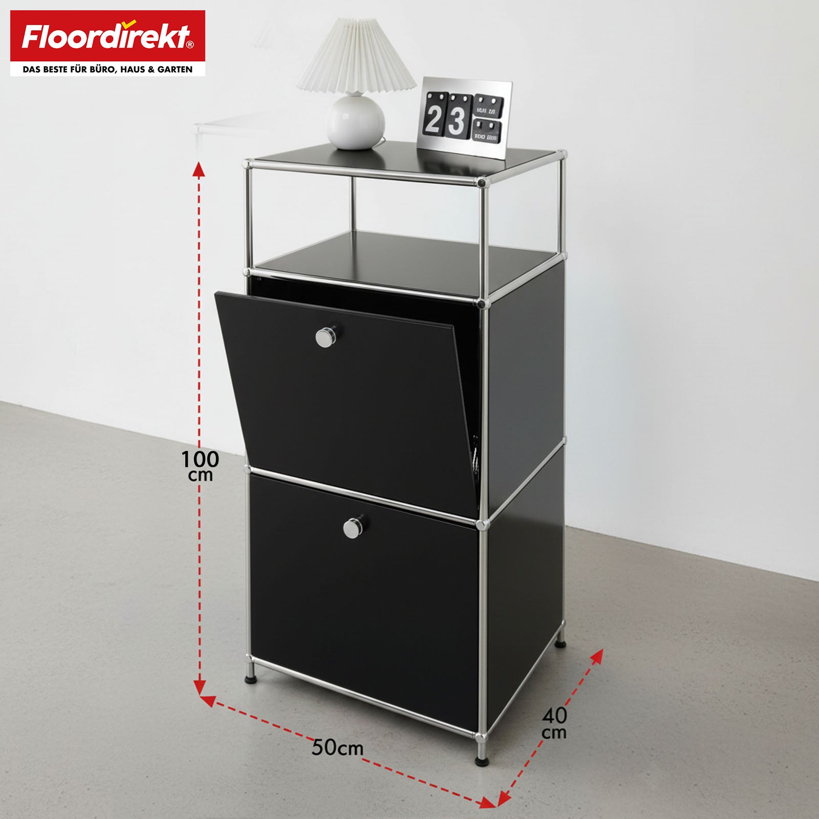 Metallregal | Concept Epure MK-120 | Aufbewahrungsregal mit verschließbaren Fächern, offenem Fach & Ablage | In mehreren Farben erhältlich