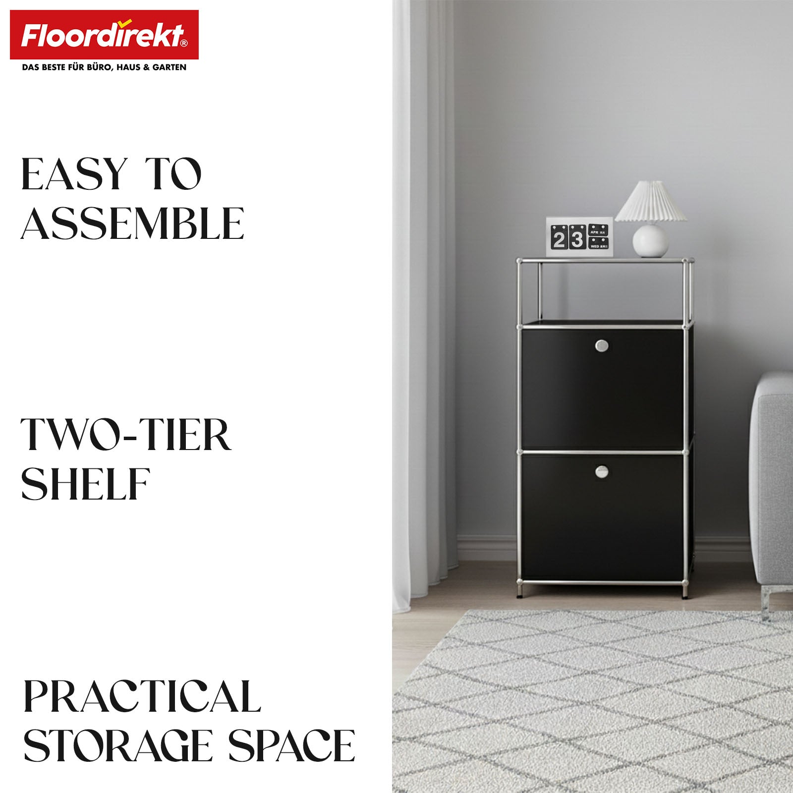 Metallregal | Concept Epure MK-120 | Aufbewahrungsregal mit verschließbaren Fächern, offenem Fach & Ablage | In mehreren Farben erhältlich