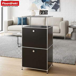 Metallregal | Concept Epure MK-120 | Aufbewahrungsregal mit verschließbaren Fächern, offenem Fach & Ablage | In mehreren Farben erhältlich