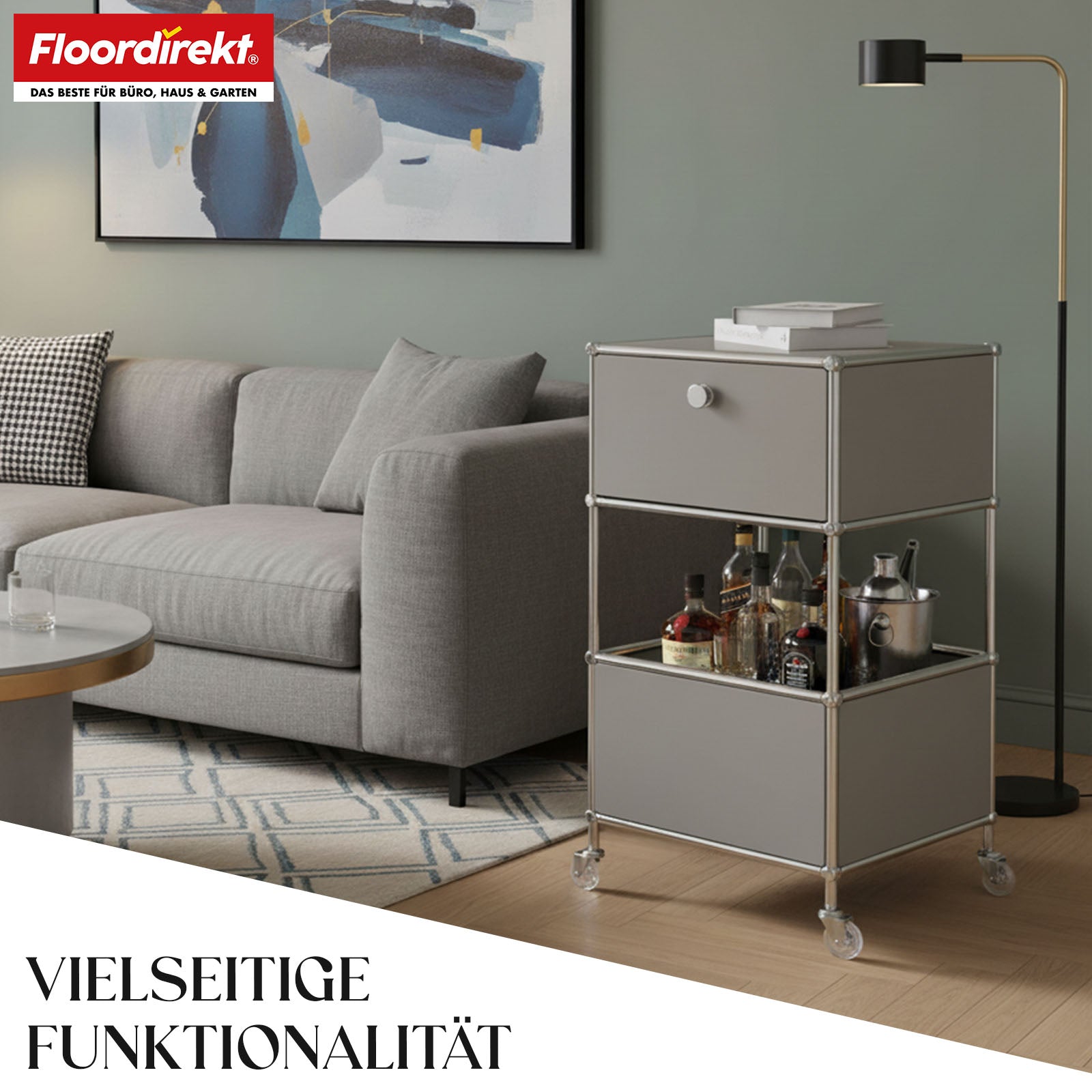 Metallregal | Concept Epure MK-145 | 3-stöckiger Rollcontainer mit Schublade & Ablagen | In mehreren Farben erhältlich