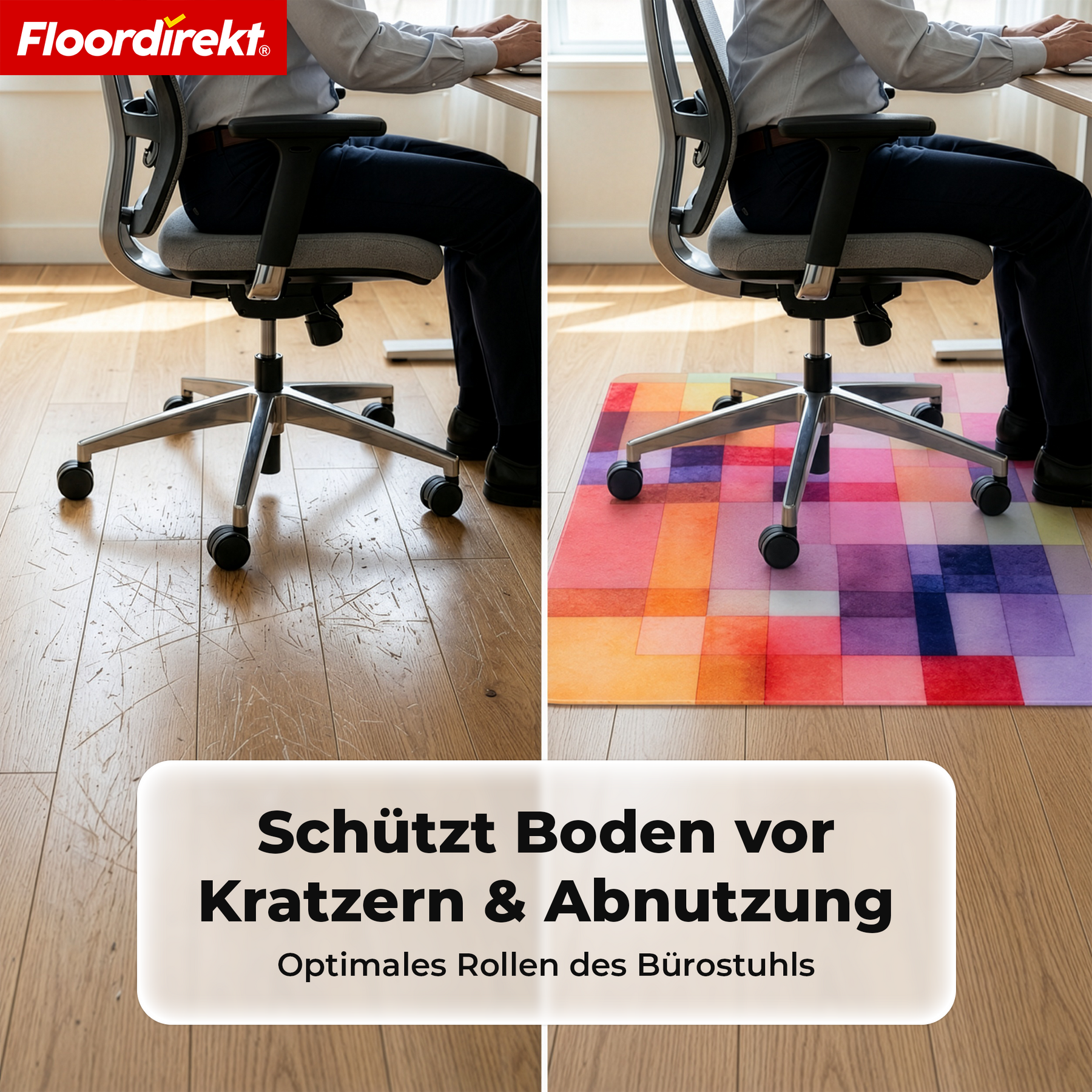 Design Bodenschutzmatte | Robuste Bürostuhlunterlage aus Spezial-PVC für Büro & Homeoffice