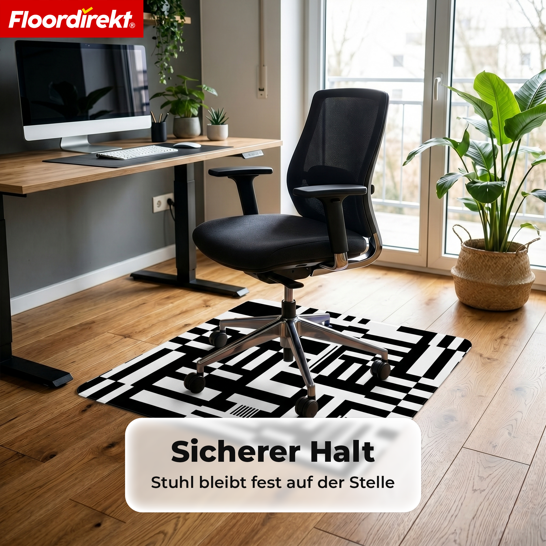 Design Bodenschutzmatte | Robuste Bürostuhlunterlage aus Spezial-PVC für Büro & Homeoffice | 80 x 118 cm
