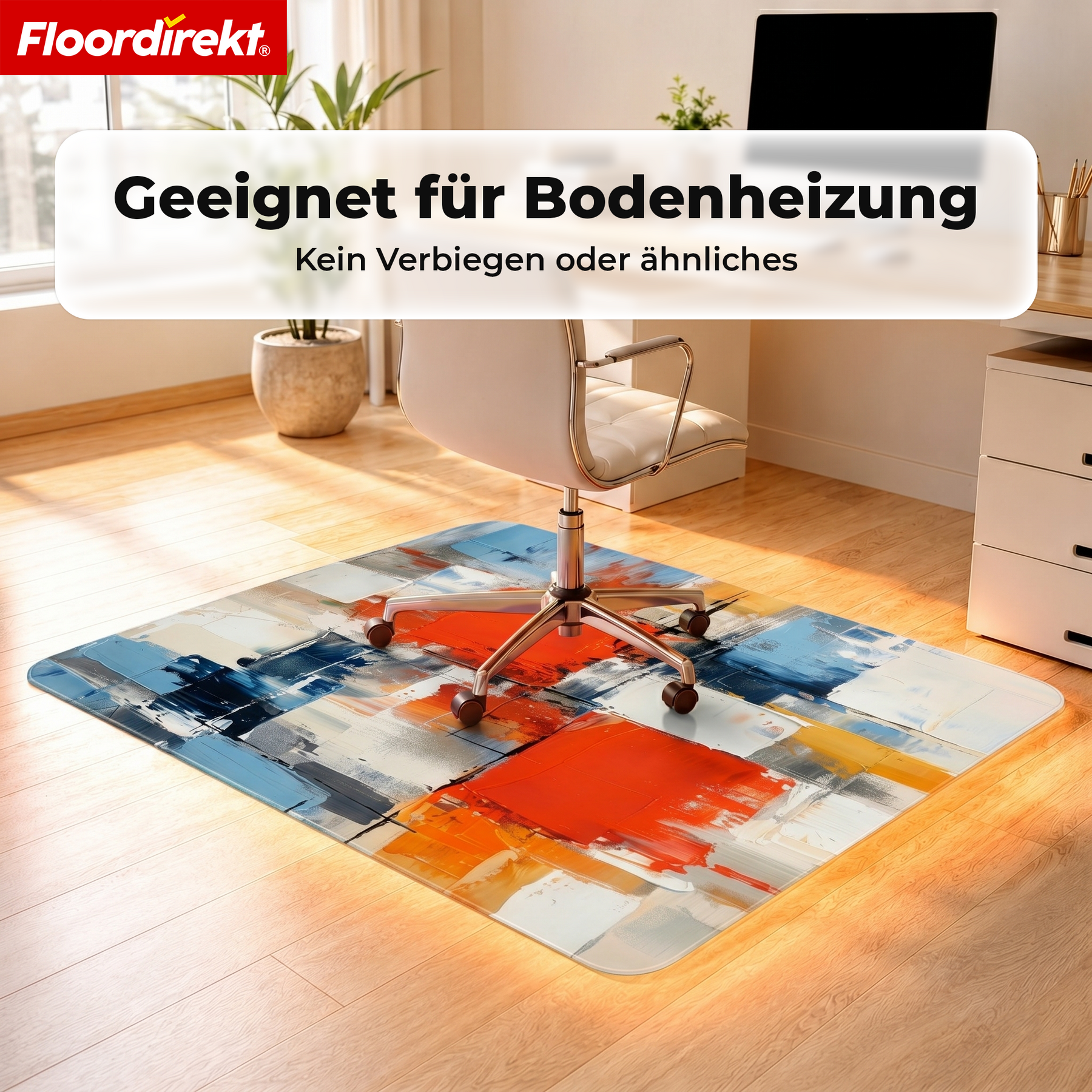 Design Bodenschutzmatte | Robuste Bürostuhlunterlage aus Spezial-PVC für Büro & Homeoffice | 80 x 118 cm